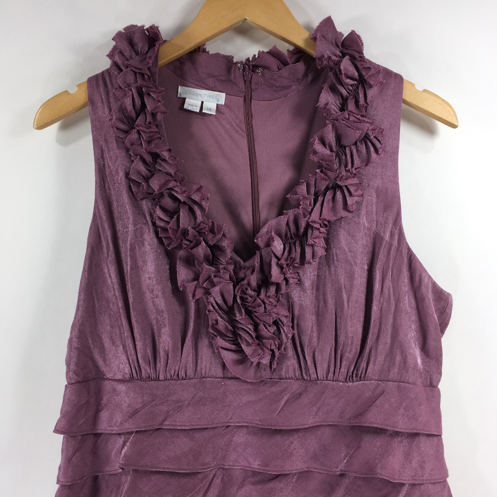 London Times size 14 Purple Tiered Ruffle Dress